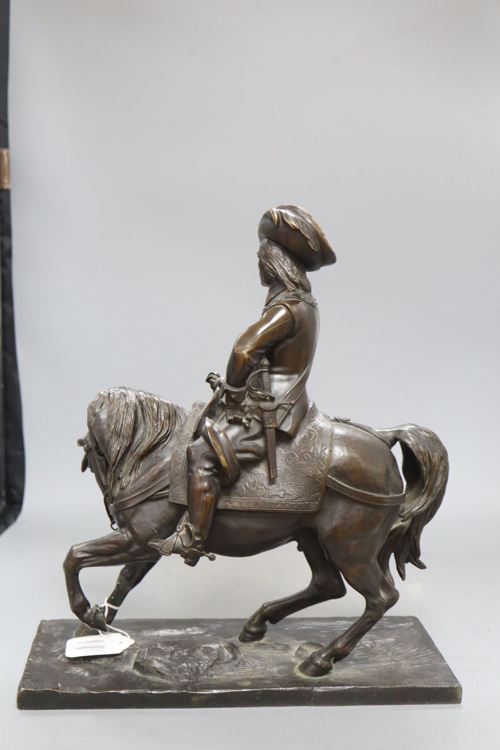 A 19th century French bronze equestrian group of Oliver Cromwell H. 39cm